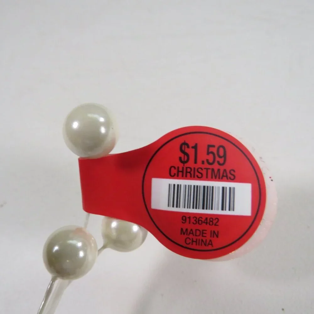 Pearl White Floral Stem Berries (no glitter) Faux Floral Picks